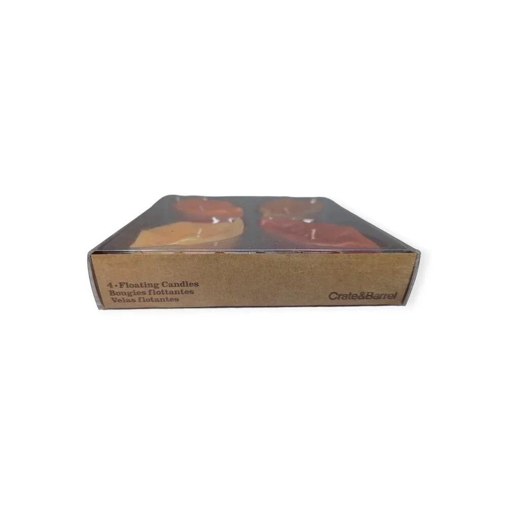 Crate & Barrel Fall Leaves 4 Floating Candles Fall Warm Colors Thanksgiving NIB